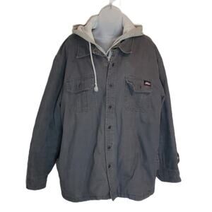 Dickies Men's Gray 5211CH Duck Hooded Shirt Work Jacket SZ XL (46-48)
